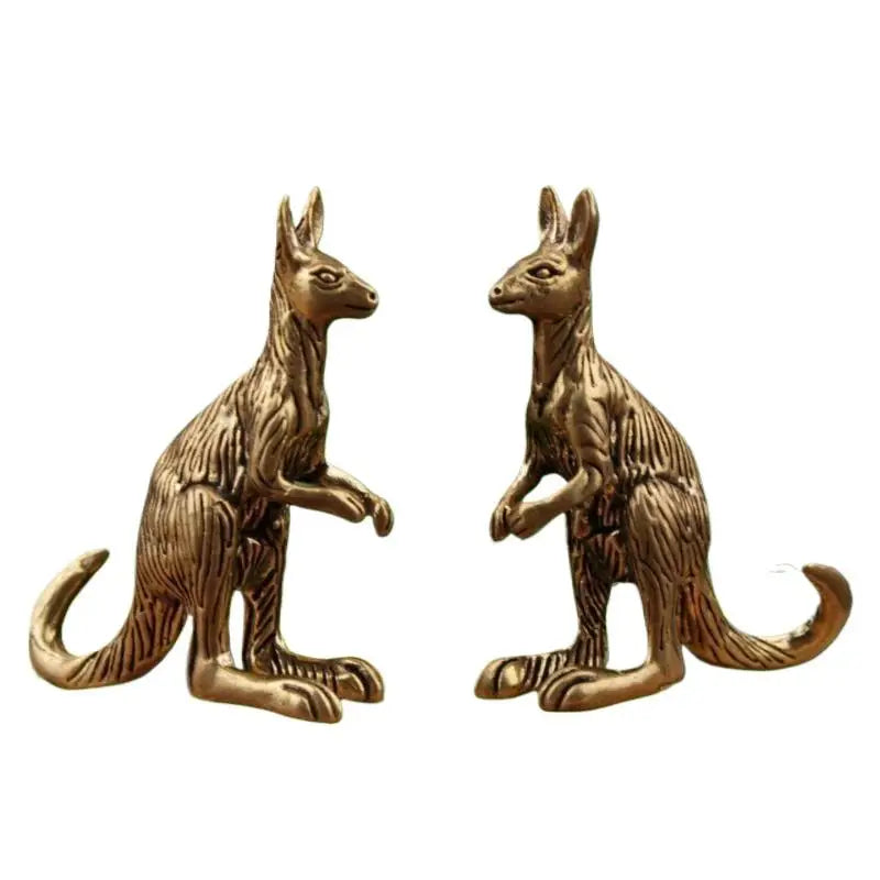 Vintage Solid Brass Kangaroo Figurine – Carved Desk Ornament