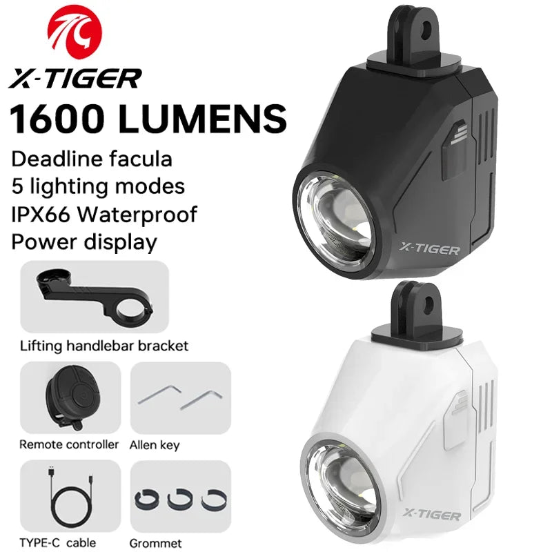 X-TIGER 1600 Lumen Rechargeable Bike Light | IPX6 Waterproof