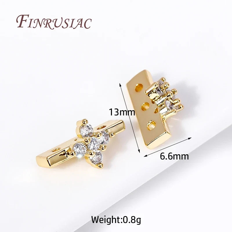 18K Gold Plated Zircon Flower Connector Spacer Beads – DIY Jewelry