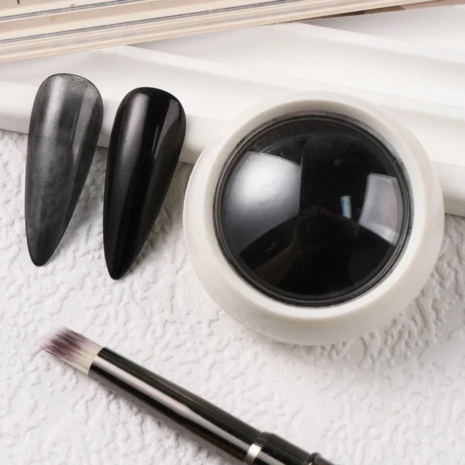 Black Chrome Mirror Nail Powder – Metallic Glitter Pigment