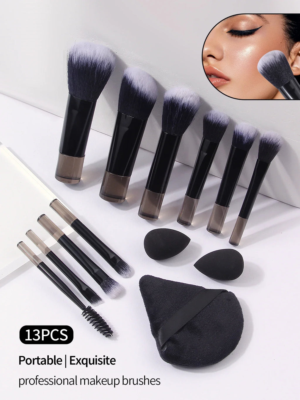 13-Piece Makeup Brush Set – Foundation, Eyeshadow & Blush