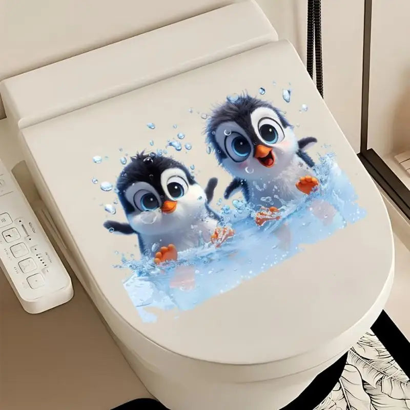 Penguin Toilet Lid Sticker – Waterproof Self-Adhesive PVC Decal