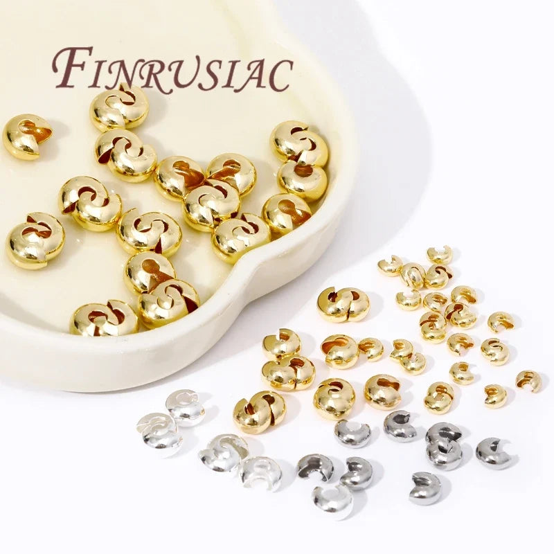 14K Gold Plated Brass Crimp End Beads – DIY Jewelry Spacers