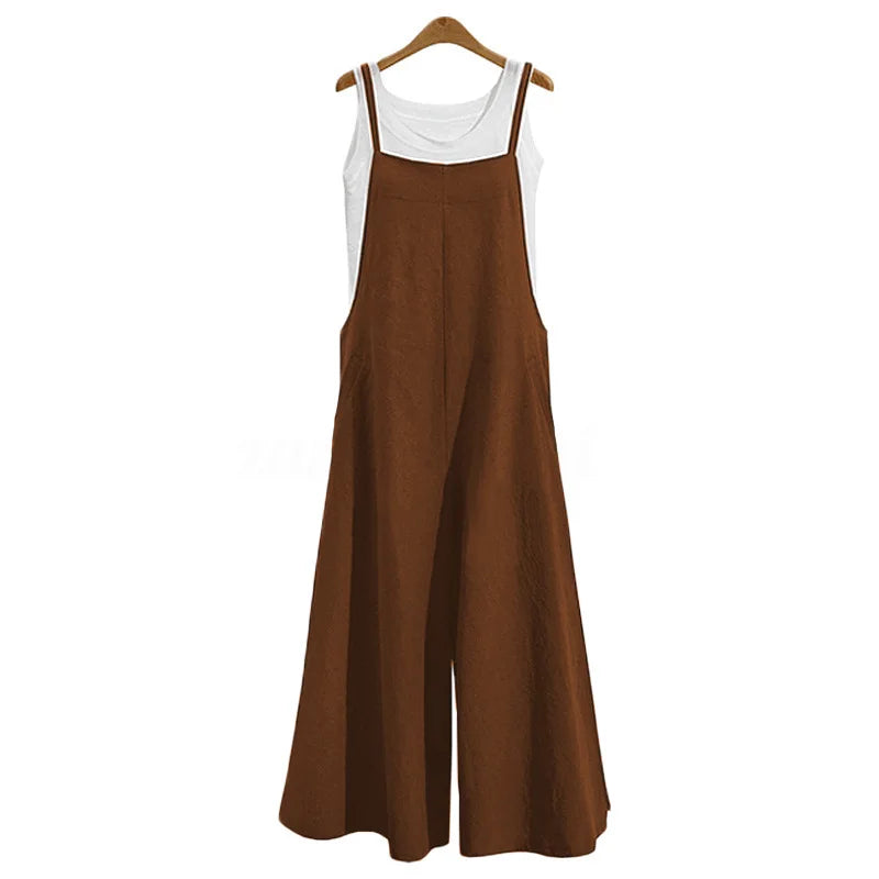 Women's Wide Leg Bib Overalls – Cotton Jumpsuit S–5XL