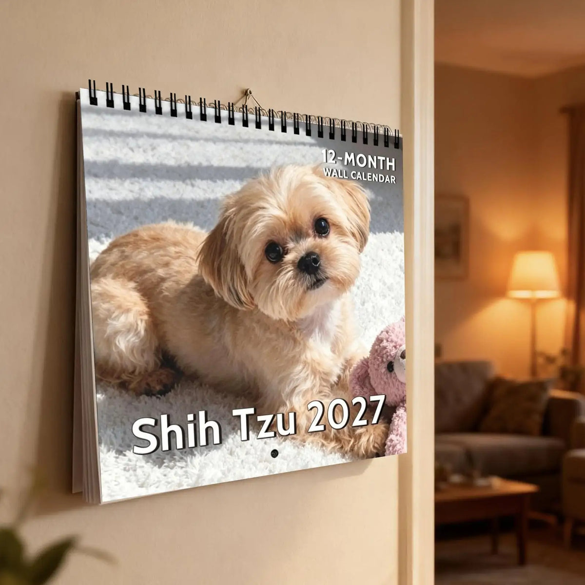 2027 Shih Tzu Wall Calendar | Spiral, Large Grid & Thick Paper