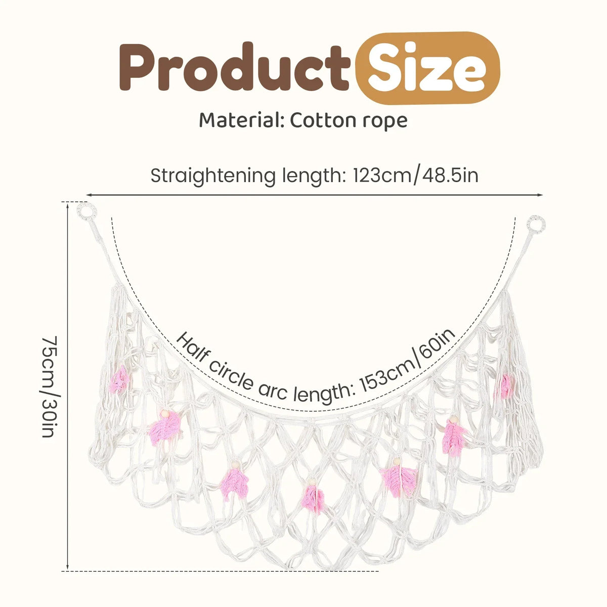 Stuffed Animal Hammock Net – Cotton Rope Toy Organizer