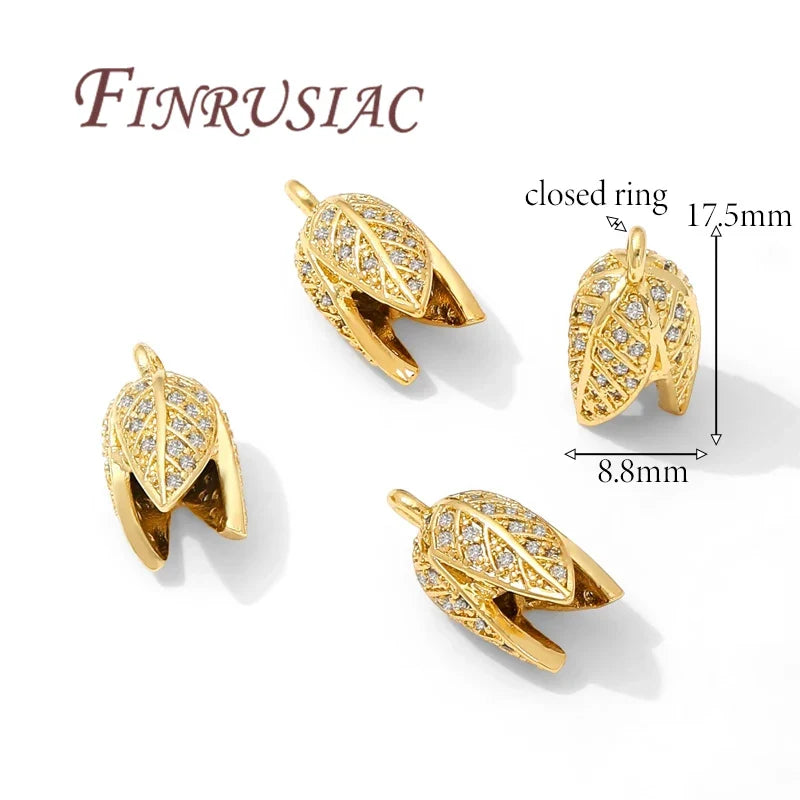18K Gold Plated Zircon Flower Charm Pendants – DIY Jewelry
