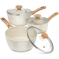 MICHELANGELO Granite Nonstick Saucepan Set with Lids – 3 Piece