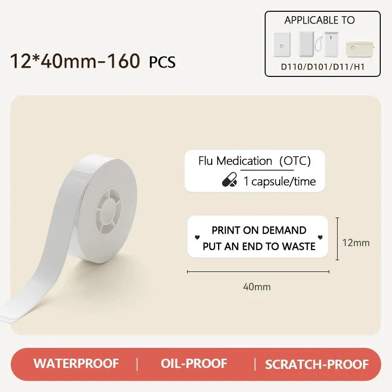 NIIMBOT Thermal Label Sticker Roll – D110, D11, D101 Compatible