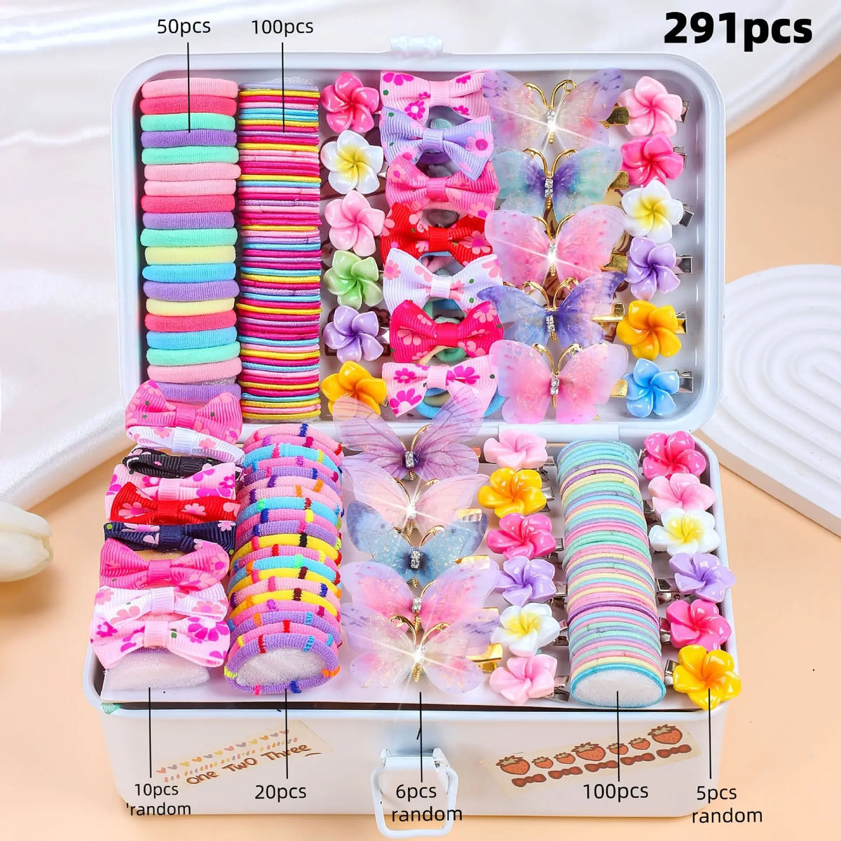881Pcs Kids Hair Accessories – Clips, Ties & Scrunchies Set