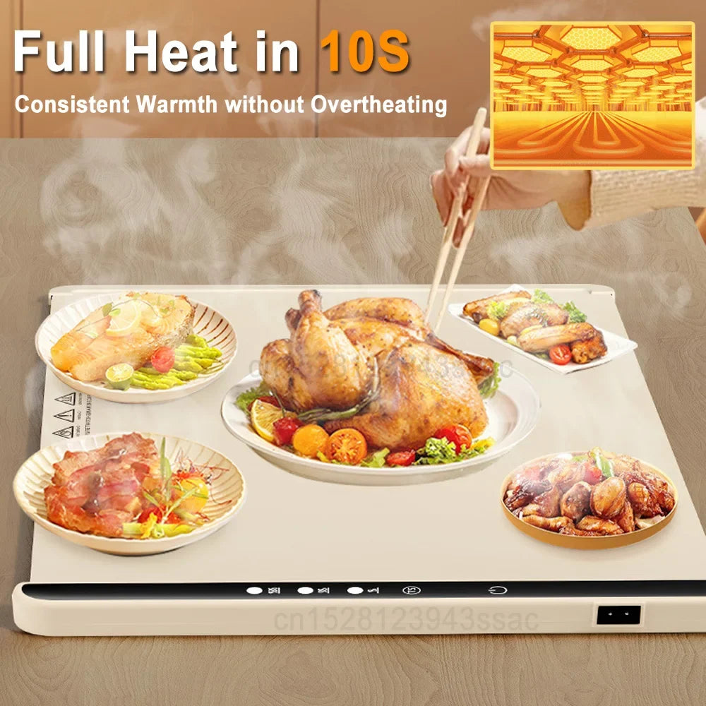Raugee Foldable Electric Warming Tray | 3-Level Silicone Food Warmer