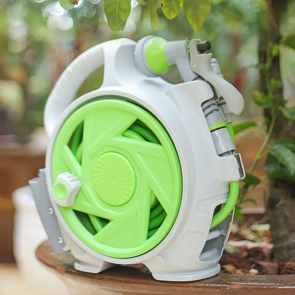Portable Mini Garden Hose Reel Cart – 15M Water Pipe Winder