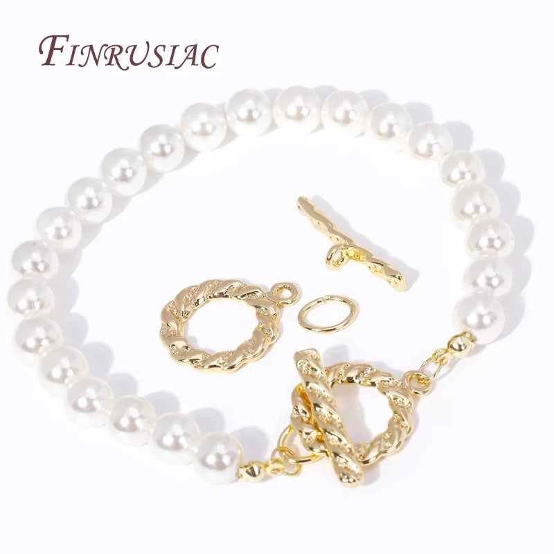 18K Gold Plated Twist Round Toggle Clasp | Brass OT Necklace