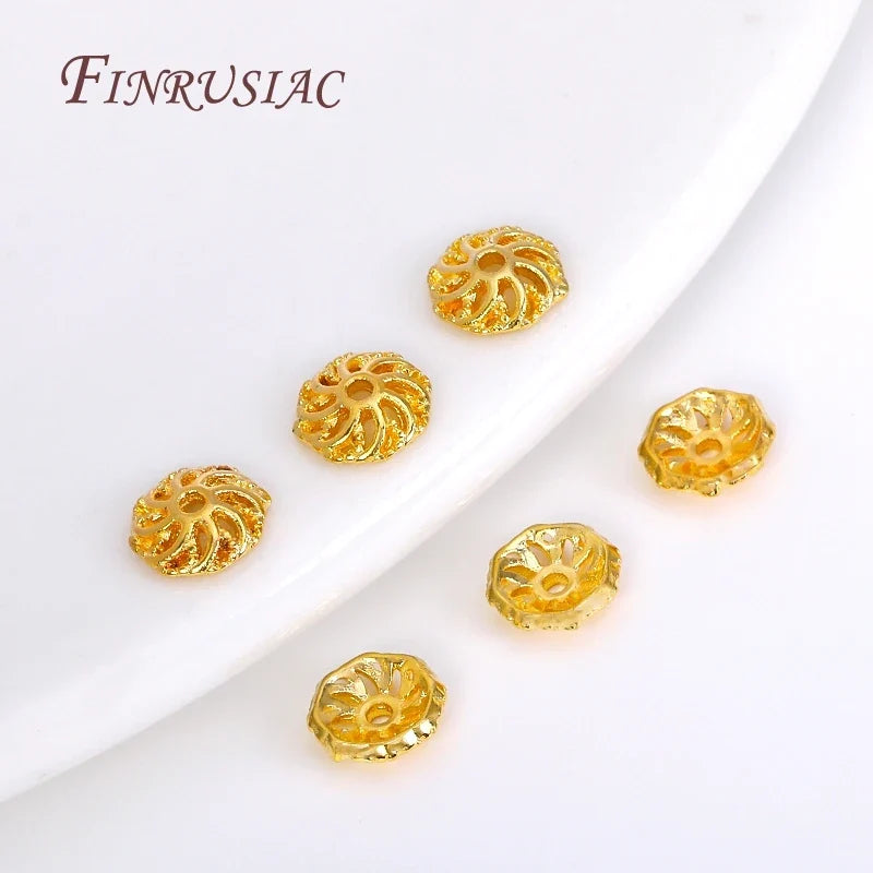 6mm 18K Gold Plated Flower Bead End Caps – Brass DIY Jewelry