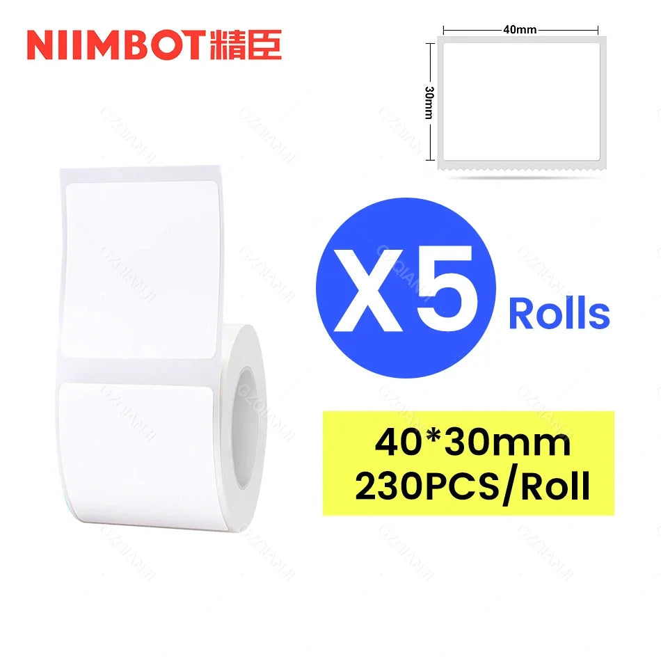 NiiMbot Thermal Label Rolls – Round White Waterproof Stickers