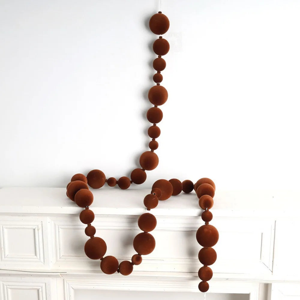 Multicolor Flocking Ball String Christmas Hanging Decoration