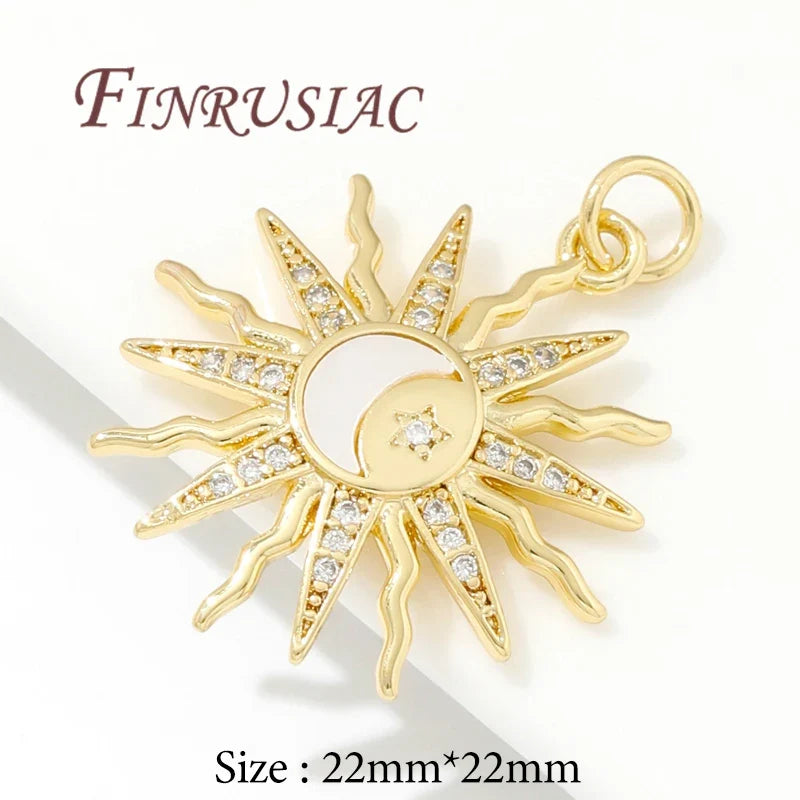 18K Gold Plated Sun & Star Pendant Charms | DIY Jewelry Findings