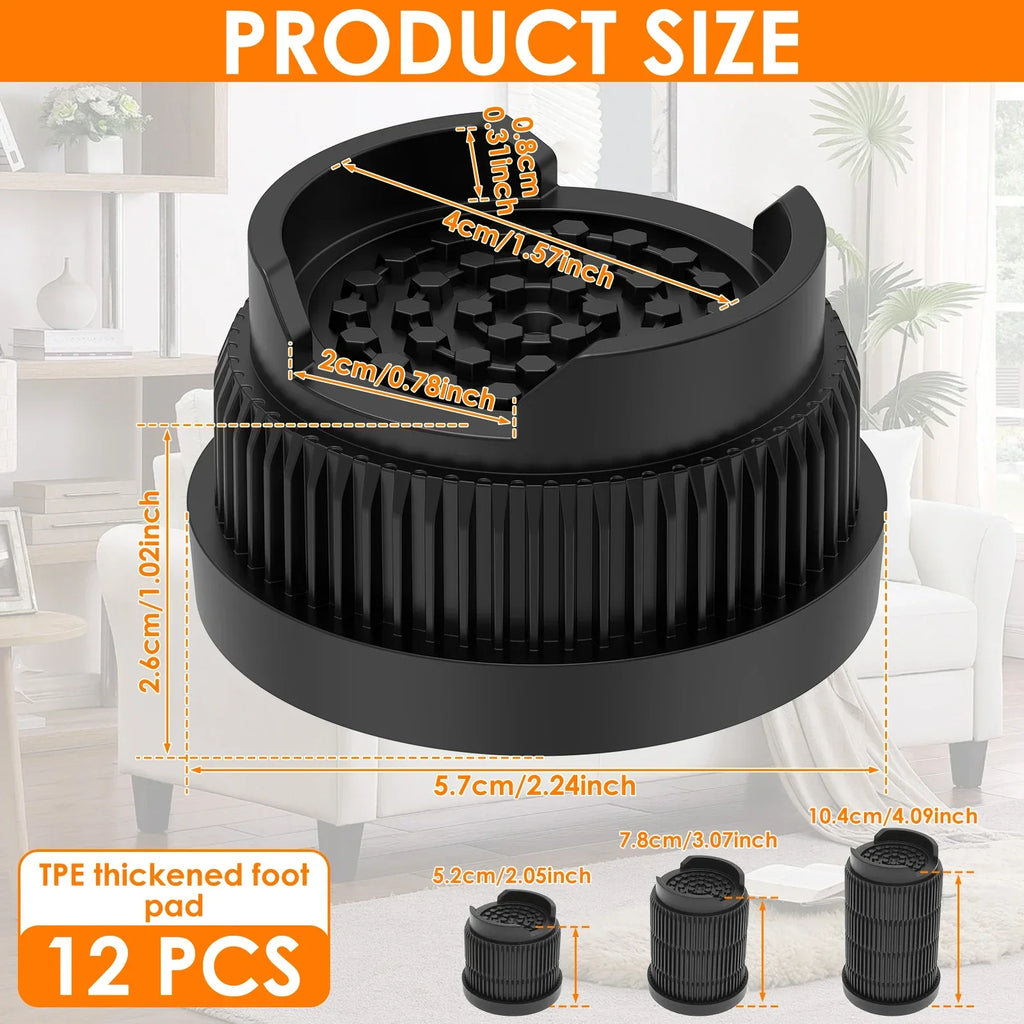 Furniture Risers 12/16 Pcs – Heavy Duty Non-Slip TPE Leg Pads