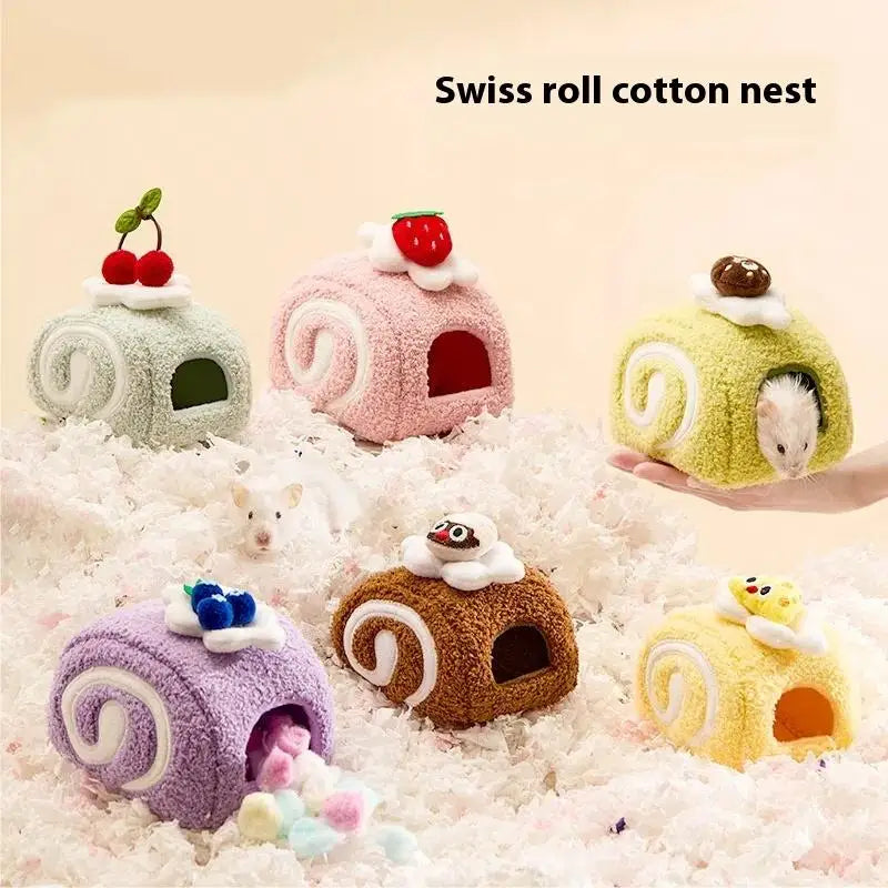 Cute Cake Plush Hamster House – Small Pet Nest & Hideout