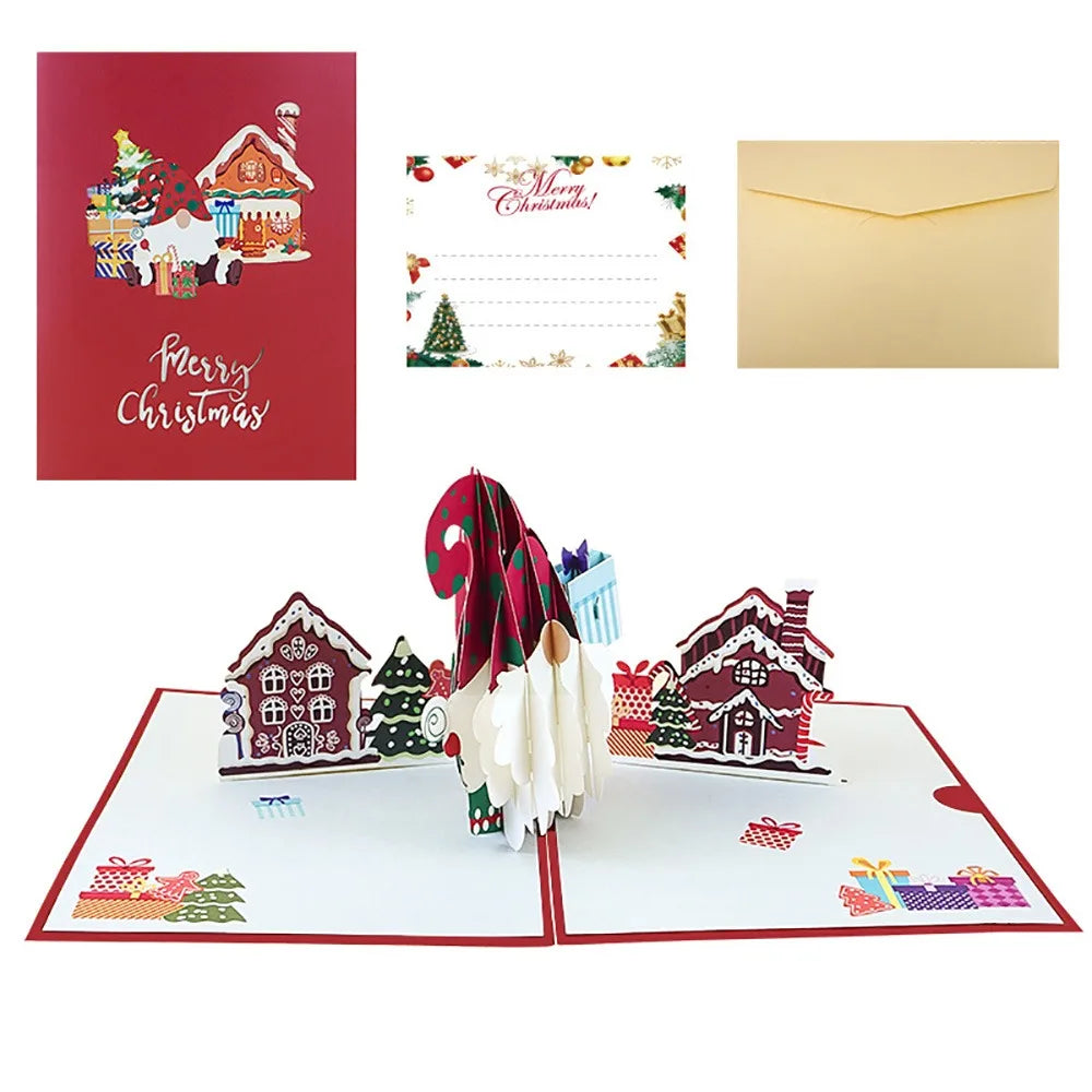 3D Pop-Up Christmas Cards with Envelope – Cartoon Santa