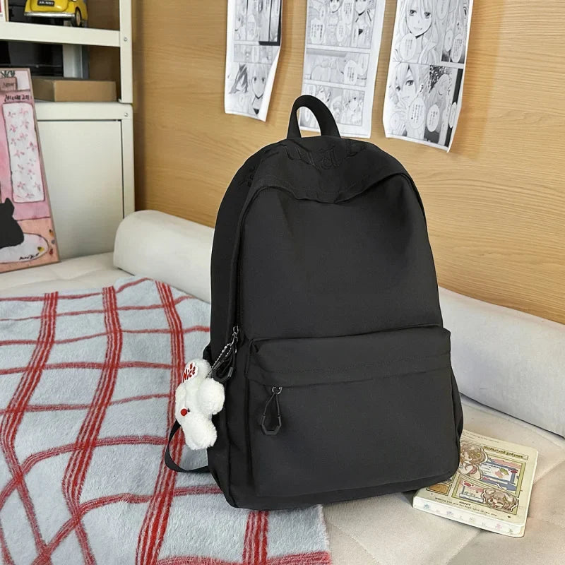 Letter-Embroidered Girls School Backpack – Large & Lightweight