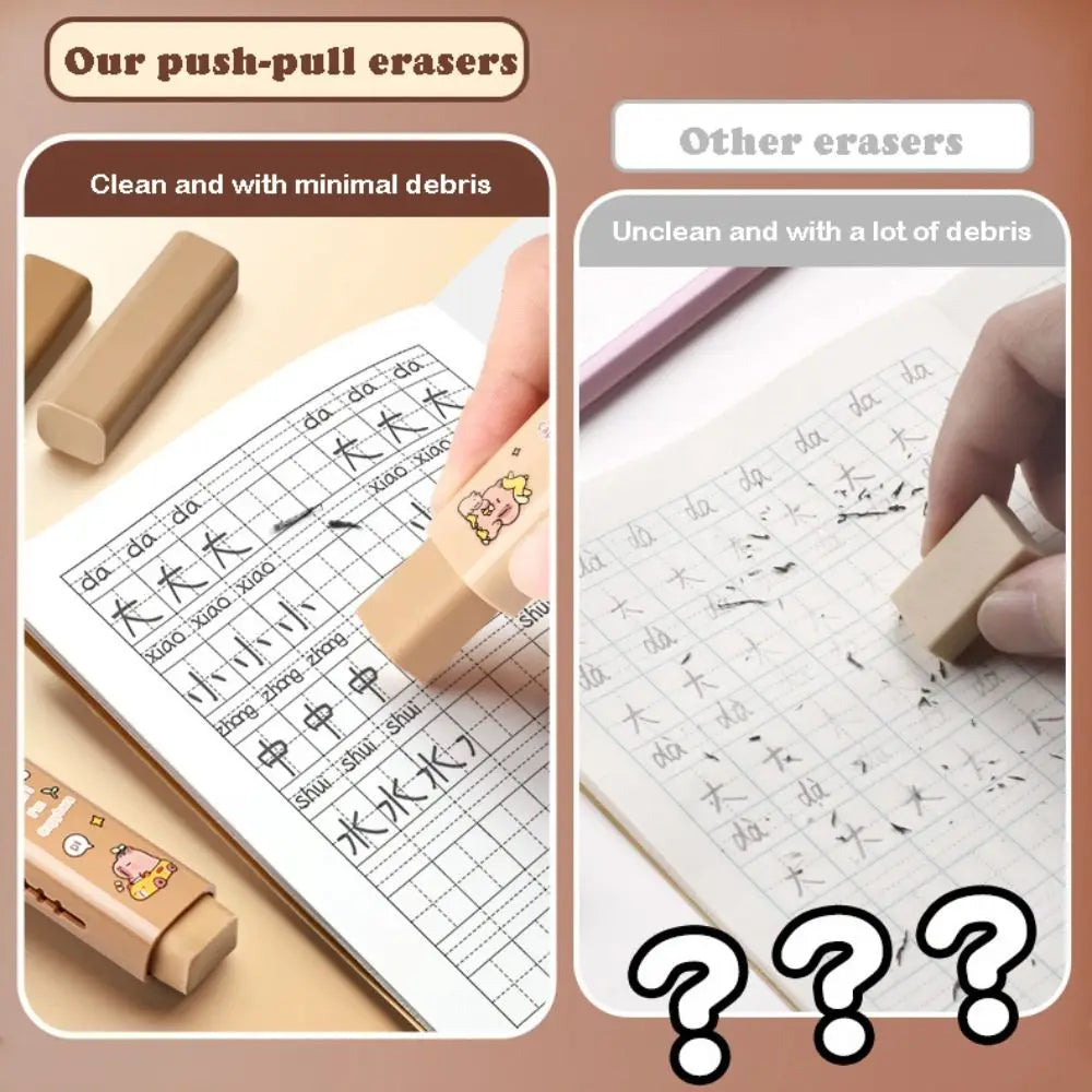 Cute Capybara Push-Pull Eraser with Replaceable Cores
