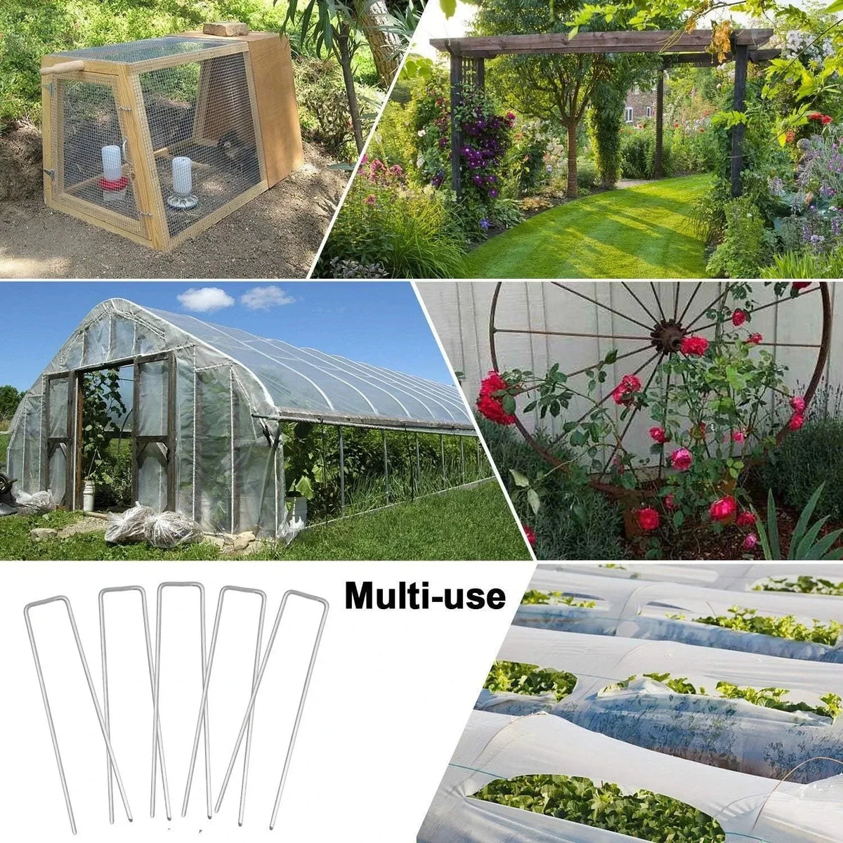 50pcs U-Shaped Garden Stakes Heavy-Duty Stainless Steel Landscape Nails