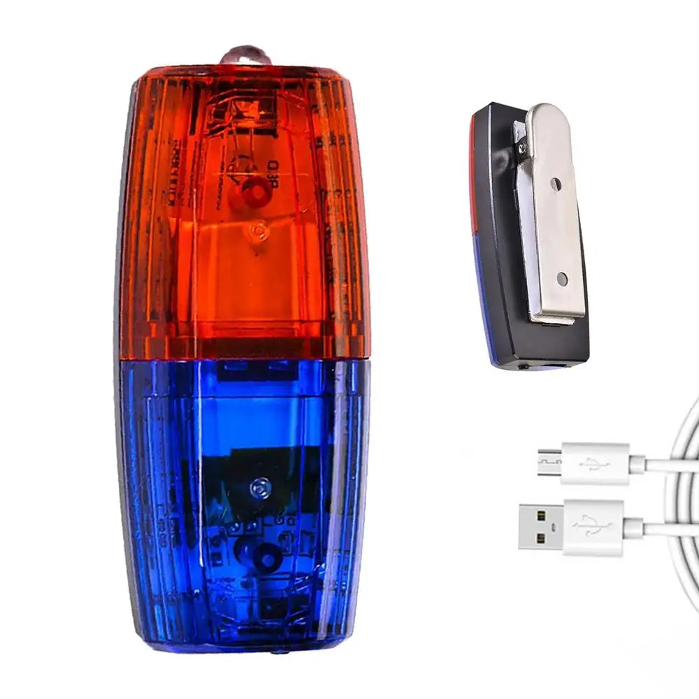 Red Blue LED Clip-On Shoulder Strobe Warning Light | USB
