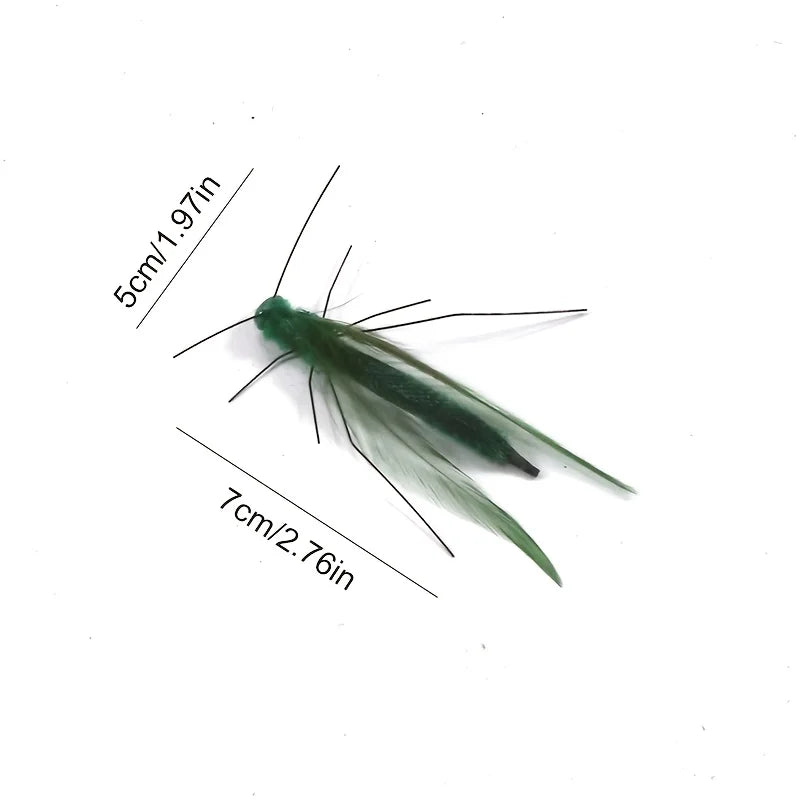 Green Grasshopper Cat Teaser Wand Replacement Head Toy