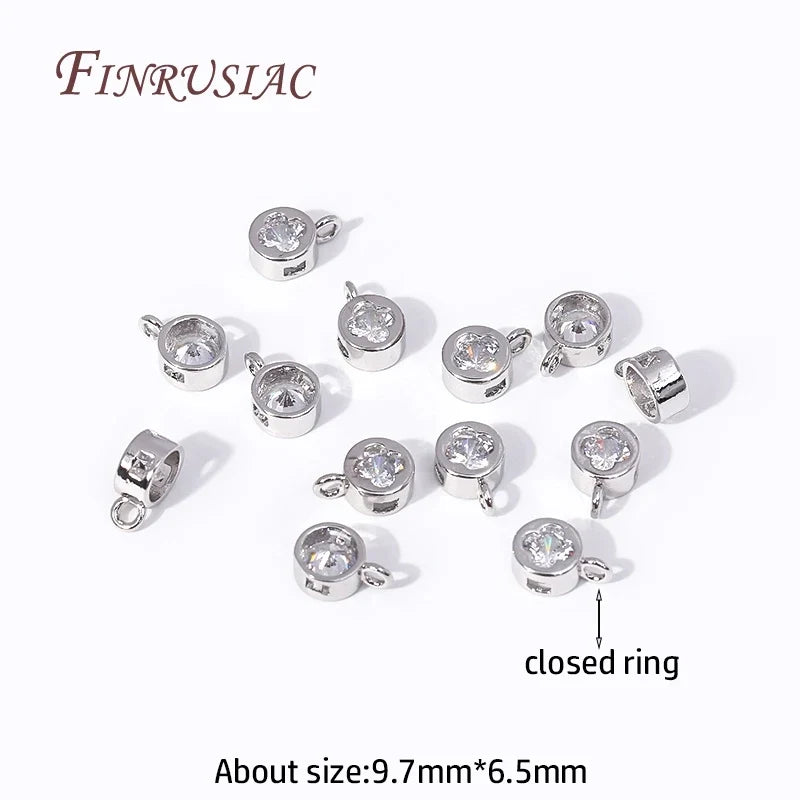 18K Gold Plated Zircon Round Charm Pendants | DIY Jewelry