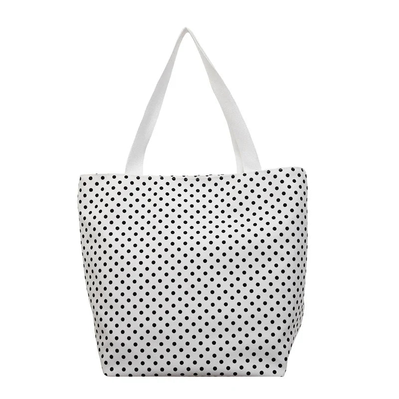 Canvas Polka Dot Large Tote Bag – Shoulder & Commuter Bag