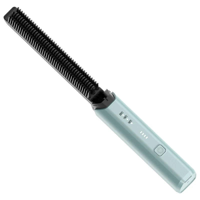 USB-C Rechargeable Ceramic Hair Straightener Brush | LED Display