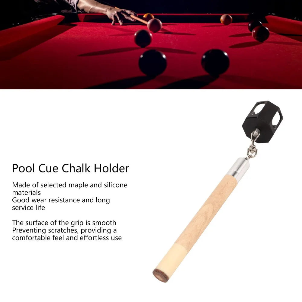 2-in-1 Pool Cue Chalk Holder & Tip Pricker – Wood & Metal