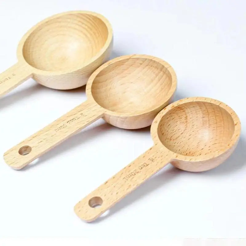 Wooden Measuring Spoon 7.5–45ML Beech Walnut Kitchen Tool