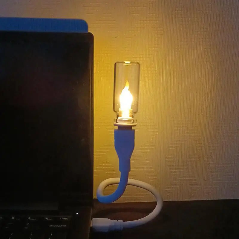 USB Flickering LED Glass Candle Night Light | Flame Effect