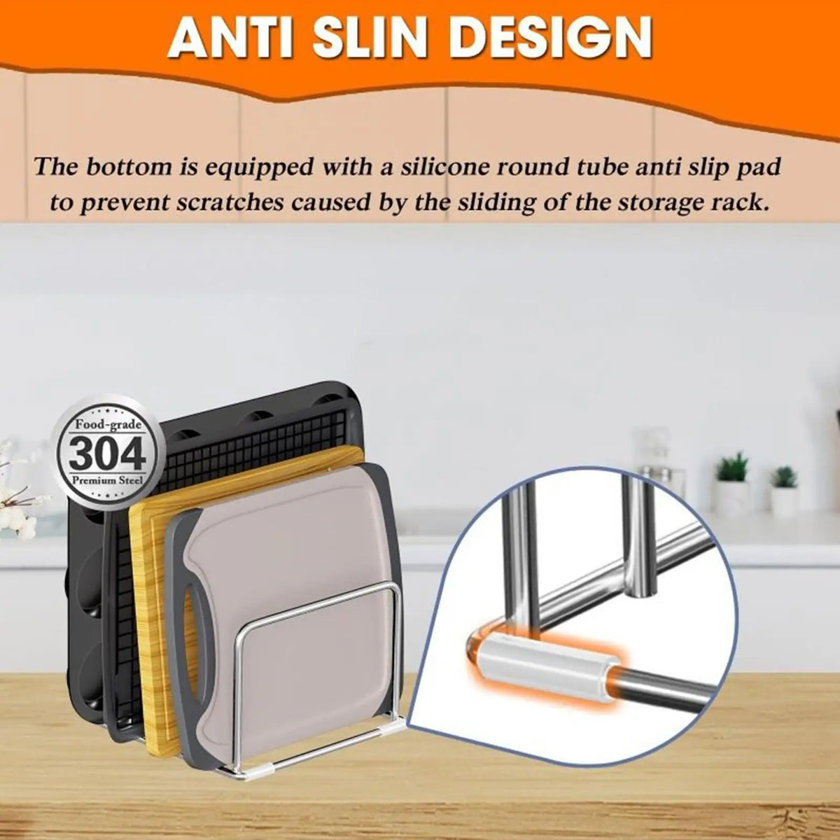 Stainless Steel Cutting Board Rack – Rustproof Kitchen Organizer