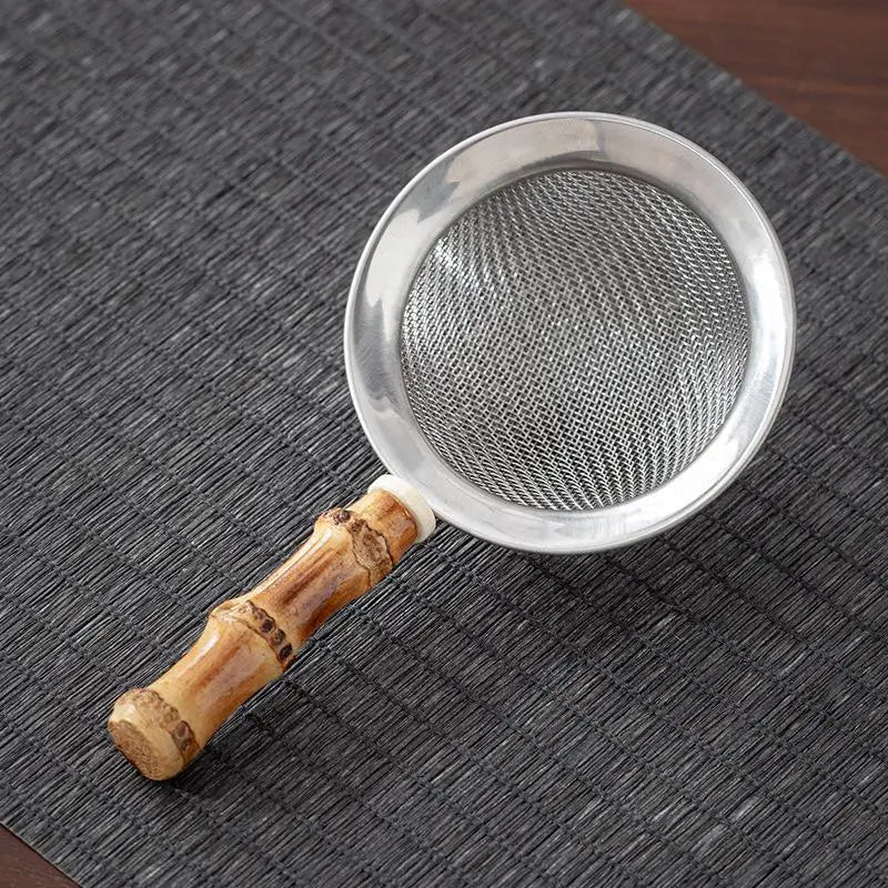 Bamboo Handle Stainless Steel Tea Strainer & Kitchen Sifter