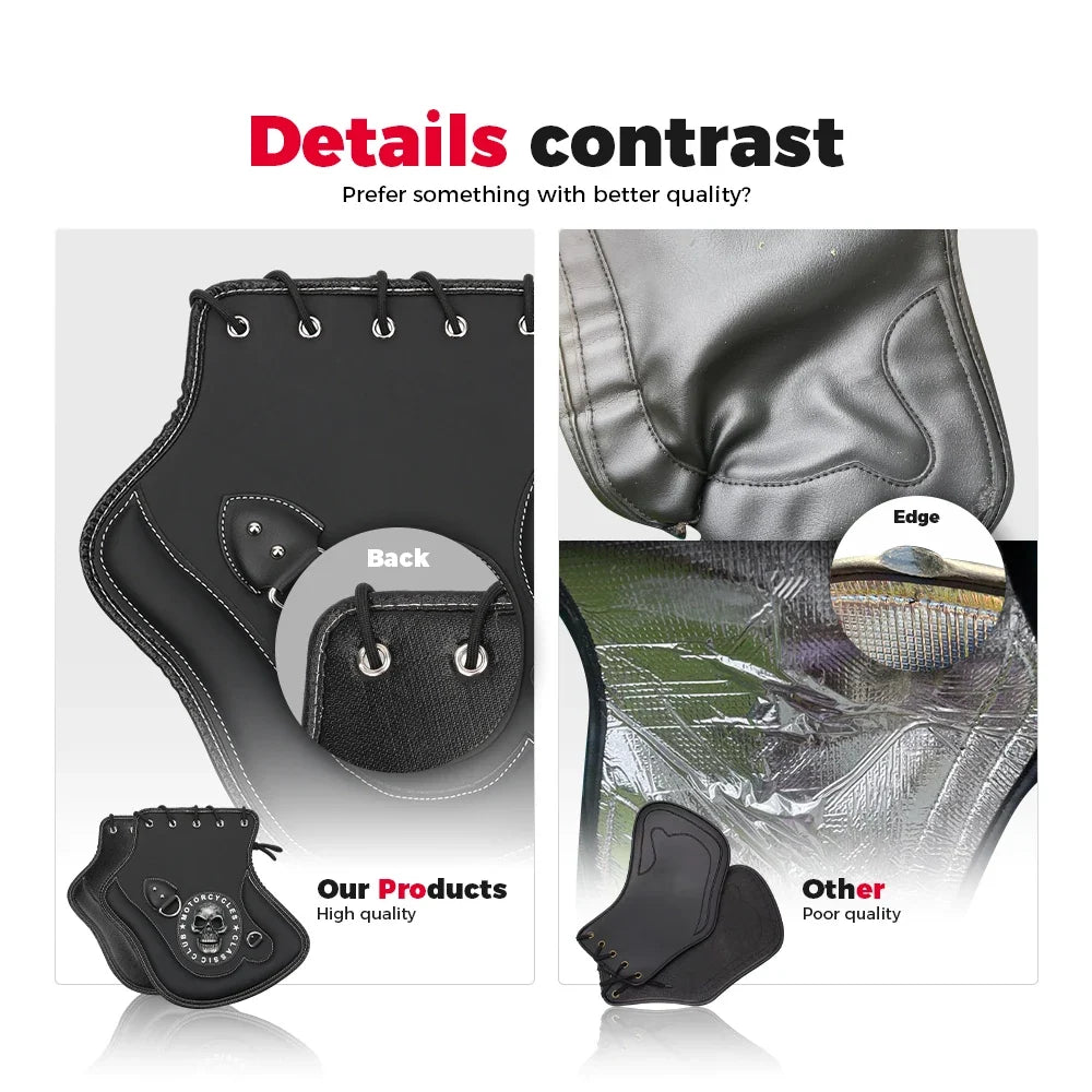 Motorcycle PU Leather Heat Shield Saddle Deflector – Universal Fit