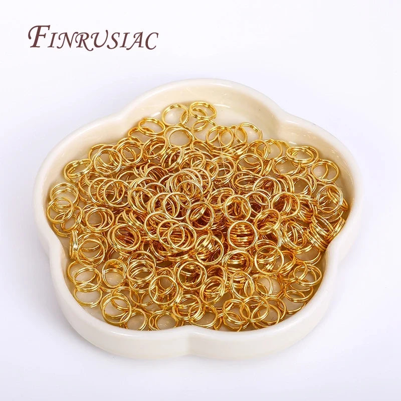 18K Gold Plated Brass Double Loop Split Ring Connectors 100pcs