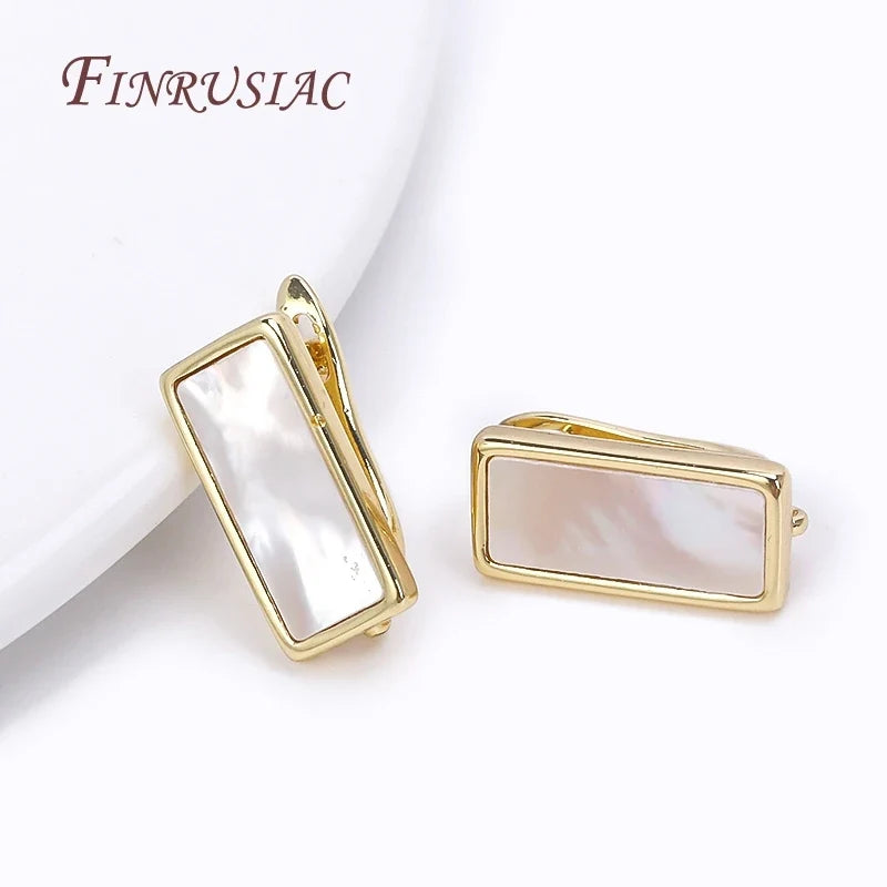 18K Gold Plated Shell Rectangle Earring Hooks for DIY Jewelry