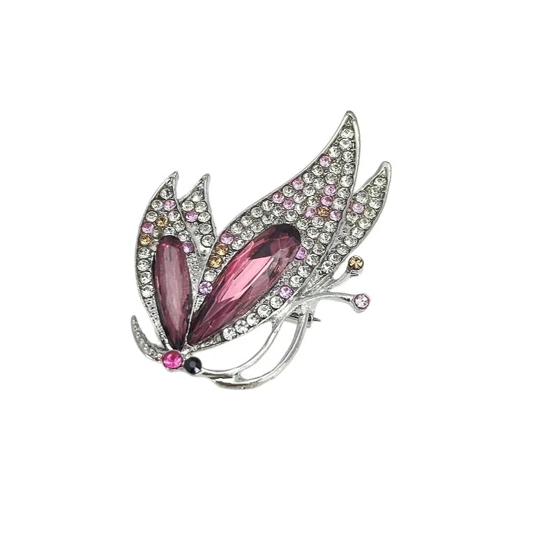 Purple Crystal Butterfly Brooch – Elegant Luxury Fashion Pin