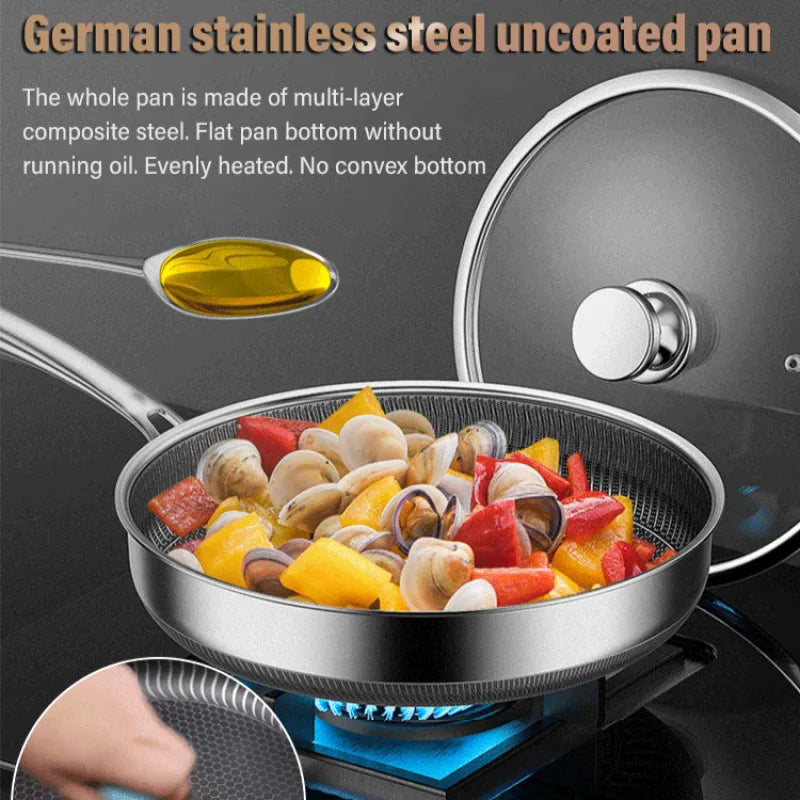 Nonstick Stainless Steel Frying Pan – Eggs, Pancakes & Steak