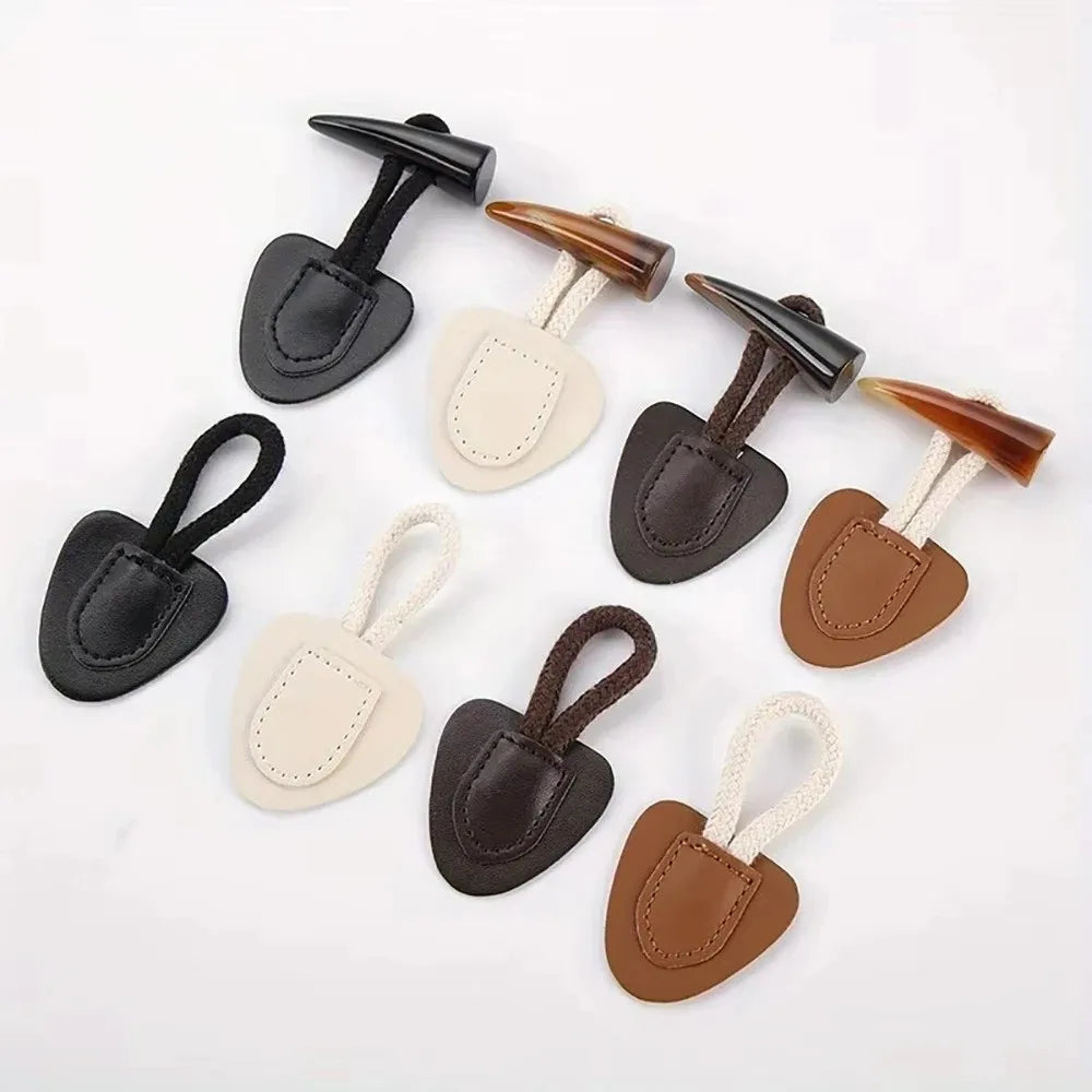 Vintage Horn Buckle PU Leather Sew-On Buttons for Coats & Bags