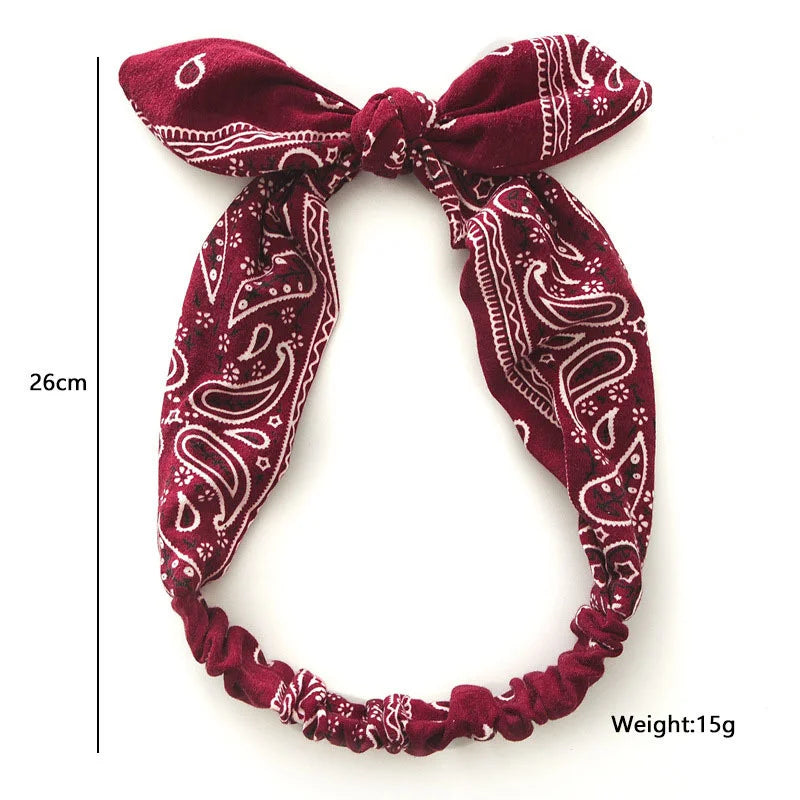 Boho Bow Headband Women – Paisley Elastic Hair Wrap