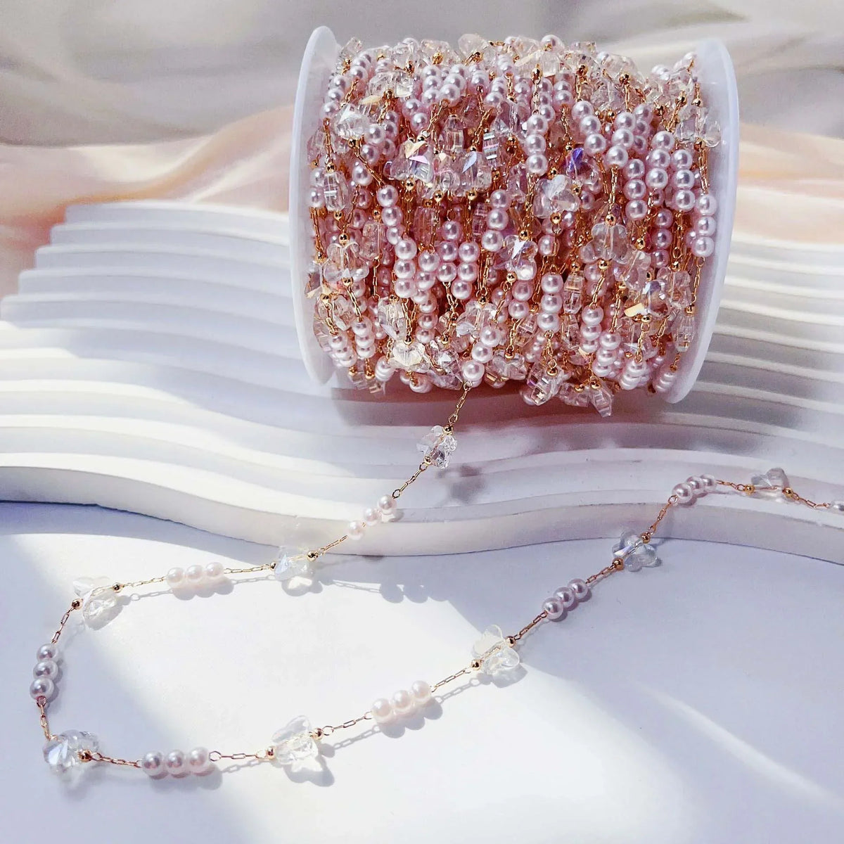 Golden Crystal Beaded Chain for DIY Necklace & Bracelet – Nixie