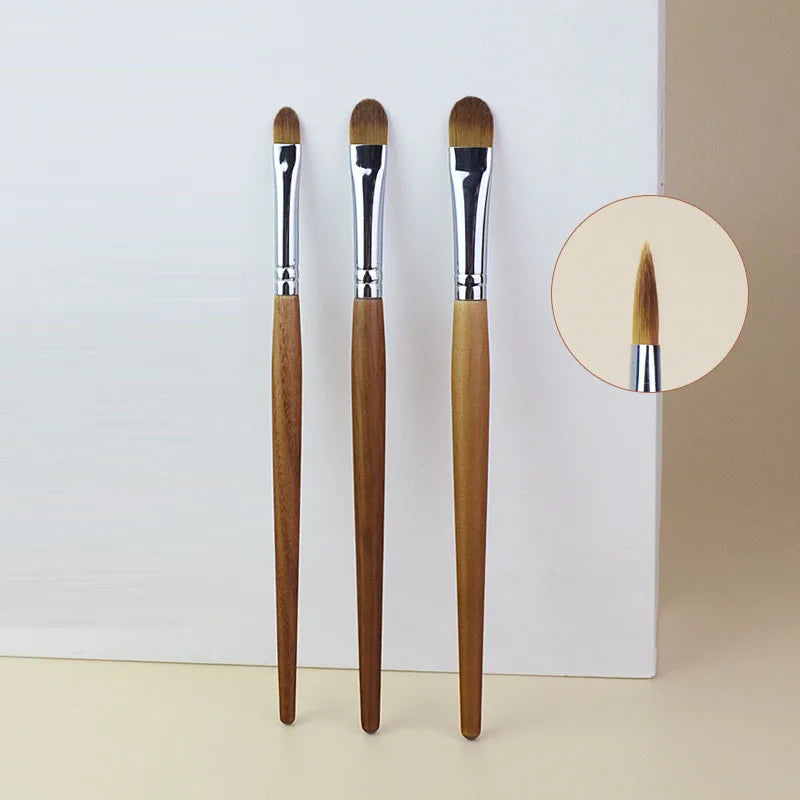 Solid Wood Handle Concealer Brush Set | Oval Flat Head