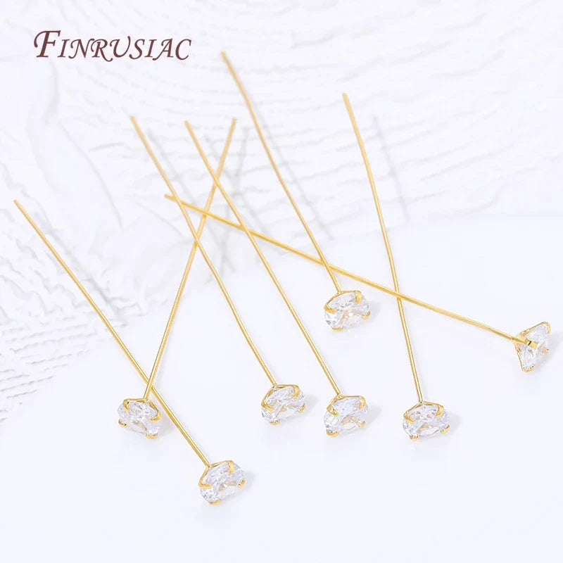 18K Gold Plated CZ Head Pins 3/4/5mm – DIY Jewelry Making