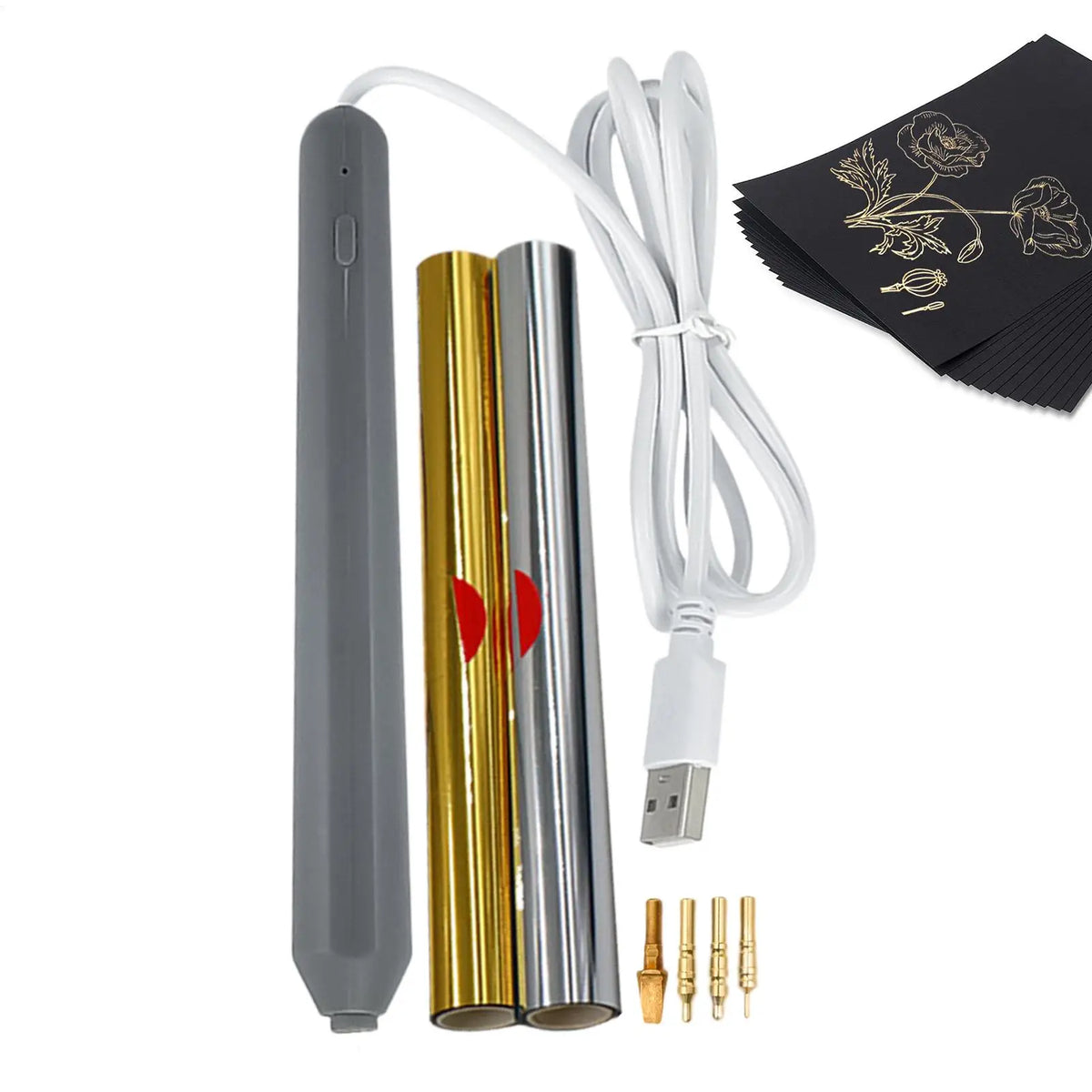 USB Hot Foil Pen Set – Gold & Silver Scrapbooking Stamping Kit