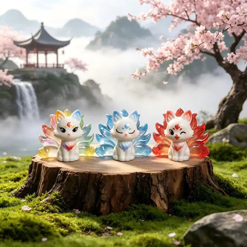 Mini Nine-Tailed Fox Resin Figurine – DIY Charm & Décor