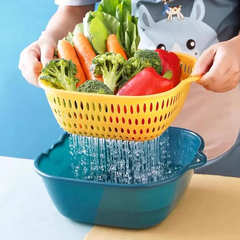 6-Pack Double-Layer Plastic Drain Basket Set – Kitchen Storage